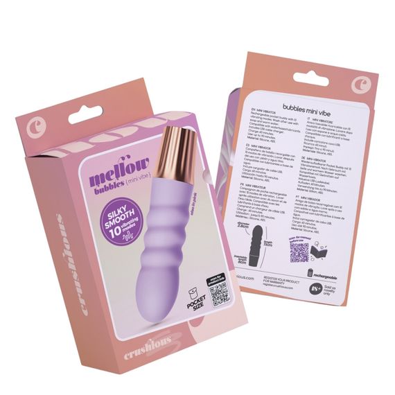 Мини-вибратор CRUSHIOUS Mellow Bubbles, лавандовый, 11 х 2,8 см Sex Aura | Зображення 1