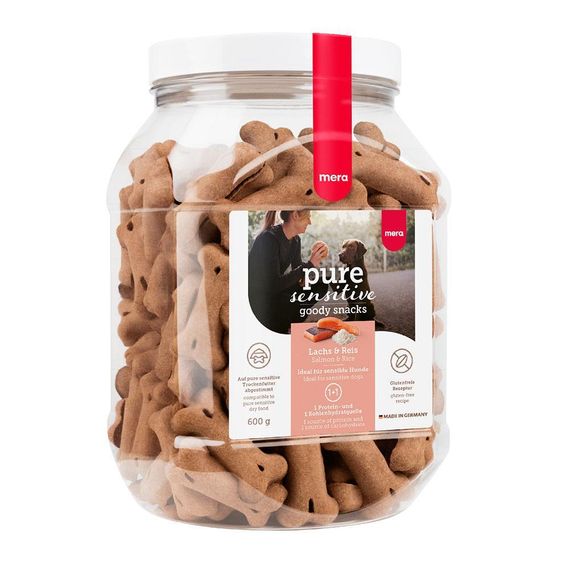 Ласощі для чутливих собак печиво з лососем і рисом MERA pure sensitive snacks salmon & rice 600 г