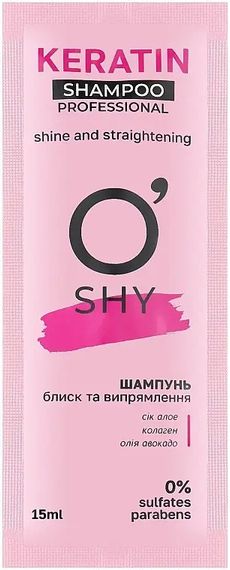 Шампунь для волосся O'shy Professional Keratin Блиск та випрямлення, саше 15 мл