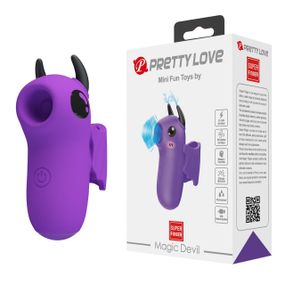 Вакуумный вибратор на палец PRETTY LOVE MAGIC DEVIL с рожками, фиолетовый sexstyle