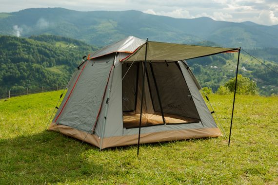 Палатка туристическая 2 человека 200*200*145 см, серый | Зображення 1