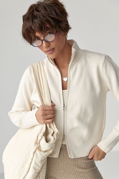 Трикотажний жіночий кардиган - молочний цвет, ONE SIZE (є розміри)