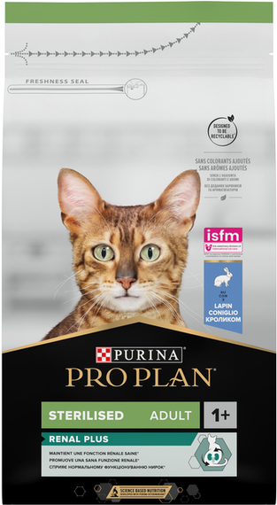 Сухий корм Purina PRO PLAN Sterilised Adult 1+ Renal Plus для дорослих стерилізованих котів, кролик 1.5кг