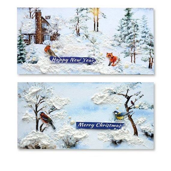 Набор для создания 2 шт поздравительных открыток на подставках "Зимний лес" FDGCK-049, 20 см х 10 см