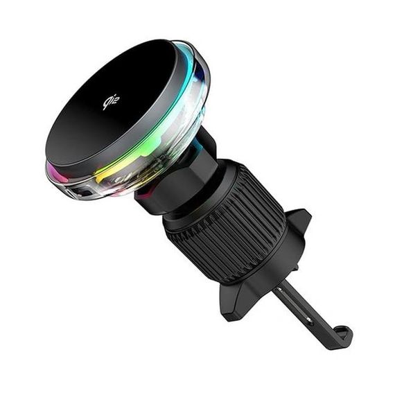 Автотримач з БЗП WIWU CH-324 Aurora Qi2 15W (air outlet) Black | Зображення 2