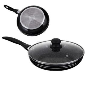 Сковорода UNIQUE UN-5163 22см с крышкой антипригарным покрытием, Глубокая сковорода для кухни