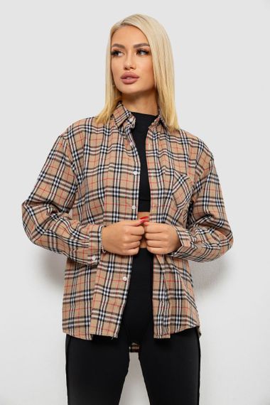 Сорочка жіноча в клітинку, колір мокко, 244R1070-3 | Зображення 1
