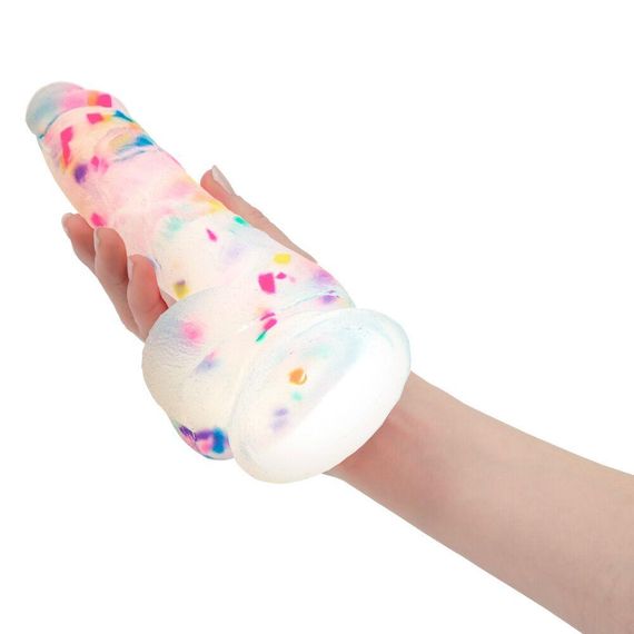 Фалоімітатор з конфетті ADDICTION - PARTY MARTY 7.5″ - FROST & CONFETTI, 19 см, силікон Sex Aura | Зображення 7