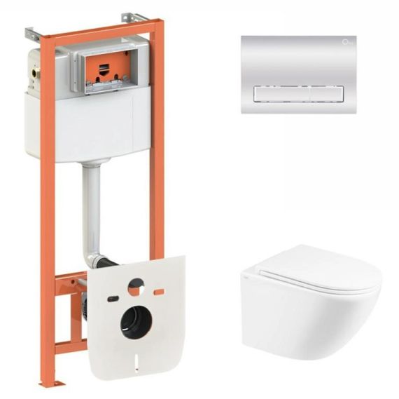 Набір Qtap Nest 4 в 1 підвісний унітаз Robin Ultra Quiet 490x365x325 + комплект інсталяції QT1333046EUQW45144
