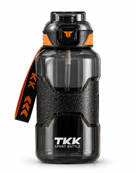 Спортивная бутылка TKK 1500 мл (1.5 л) - Черный Tritan BPA-free, ударопрочная эко-бутылка с антискользящим покрытием и кнопкой