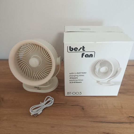 Вентилятор настільний акумуляторний Best Fan BT-003 USB 15 см компактний тихий для дому та офісу | Зображення 2