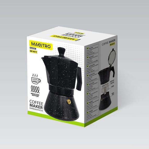Кофеварка гейзерная алюминиевая Maestro MR-1667-9, 450 мл на 9 чашек для эспрессо с индукционным дном | Зображення 4