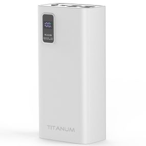 Повербанк зі швидкою зарядкою TITANUM TPB-728S-W 30000mAh 22.5W  4USB, Micro USB, Type-C White