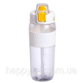 Пляшка для води 600 мл із трубочкою та ручкою Біла HP-14-42W