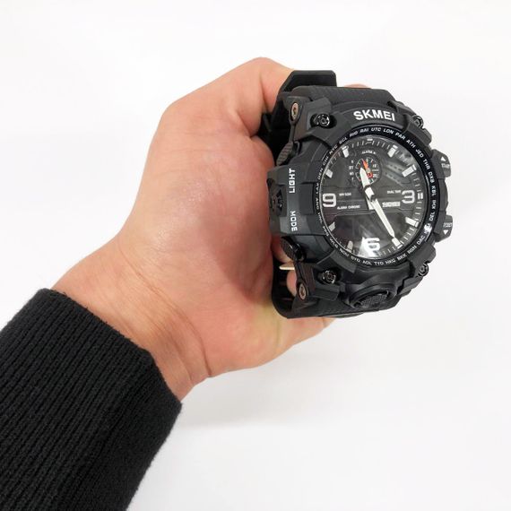 Хороший наручний годинник чоловічий SKMEI 1586BK BLACK, Військовий годинник з підсвічуванням TB-90 | Зображення 2