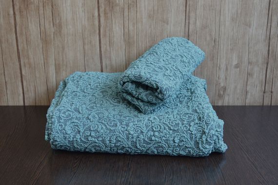 Жакардовий чохол на диван + 2 крісла з спідницею М'ятний | Зображення 1