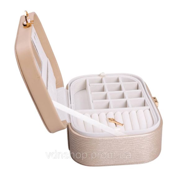 Шкатулка для украшений из эко кожи 2 яруса с замком органайзер для ювелирных изделий HP-5-1CR | Зображення 5