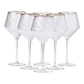 Набір фактурних келихів, 600 мл з тонкою ніжкою, комплект з 6, для вина HP-16-3