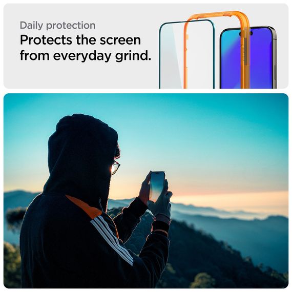 Скло захисне Spigen Apple Iphone 14 Pro Max Glas tR Align Master FC (2 Pack), Blac (AGL05204) | Зображення 5
