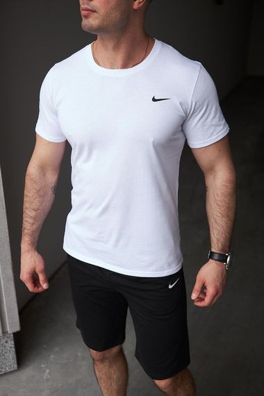 Комплект чоловічий Nike: футболка біла + шорти чорні (9057480506) | Зображення 1