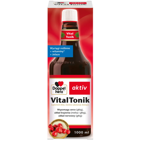 Doppelherz Aktiv Vital Tonik 1000 мл — тонік для серця, судин, нервової системи з екстрактами глоду, меліси, вітамінами та залізом