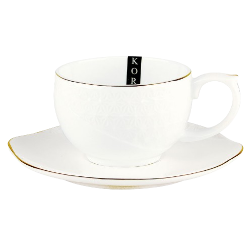 Набір чайний (ч.240мл + блюдце) порцеляна білий 508610-А Оптима