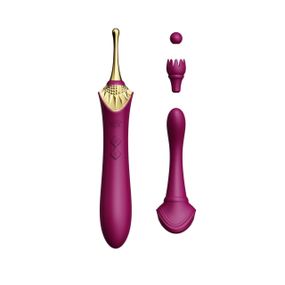 Вагінально-кліторальний вібратор Zalo — Bess Velvet Purple, мультифункціональний із насадками Sex Aura