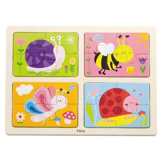 Пазл Viga Toys Комахи 4-в-1 (50189) | Зображення 1