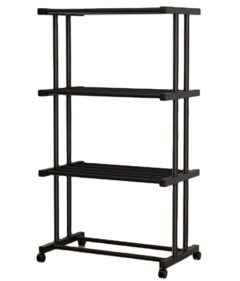 Етажерка металева RIAS Clothes Drying Rack 8041 на колесах, 4 яруси, 155×80×40 см, чорна | Зображення 6