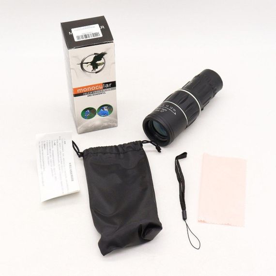 Мощный монокуляр с двойной фокусировкой 16x52, в чехле / Туристический монокуляр для охоты и рыбалки | Зображення 9