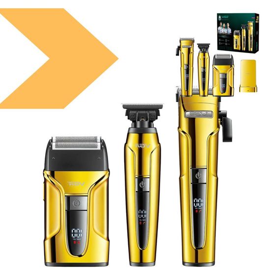 Комплект VGR 3 в 1 V-694 GOLD акумуляторна машинка для стрижки, триммер та електробритва шейвер (45692-V-694 GOLD_1754) | Зображення 1