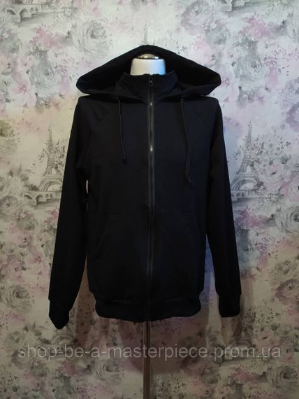 Худі чоловічий чорний  осінній весняний толстовка світшот анорак футер двонитка 64