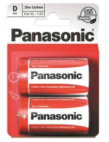 Батарейка Panasonic RED ZINK угольно-цинковая D(R20) блистер, 2 шт. (R20REL/2BPR)