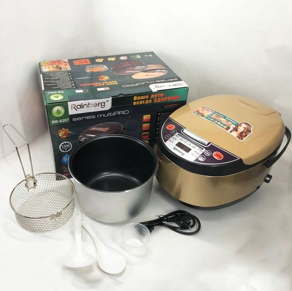 Бюджетна мультиварка для кухні Rainberg RB-6207 1500 Вт 6 л, Мультиварка 5 л 5 літрів IJ-13 | Зображення 7