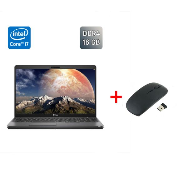 Ультрабук Dell Latitude 5500 / 15.6" (1366x768) TN / Intel Core i7-8665U (4 (8) ядра по 1.9 - 4.8 GHz) / 16 GB DDR4 / 512 GB SSD / Intel UHD Graphics / WebCam / USB Type-C / Windows 10 б/в + Подарунок бездротова миша / USB