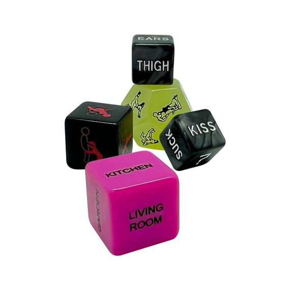 Набір кубиків Wooomy Ooo 5 Dice Set (EN): місця та пози для сексу, інтимні дії та частини тіла | Зображення 2