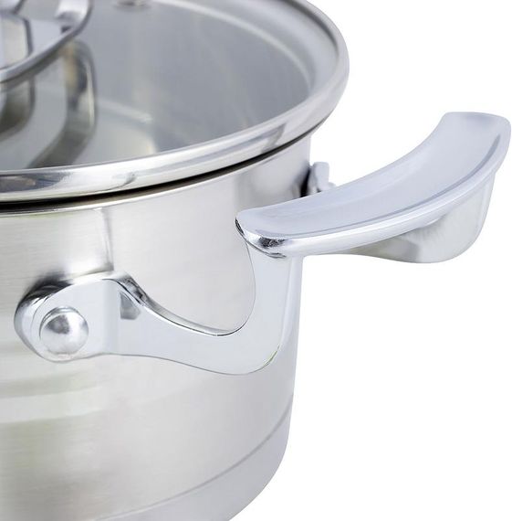 Набір 2 каструлі Kamille Casserote 1.5л і 2.4л з нержавіючої сталі зі скляними кришками | Зображення 4