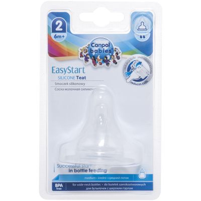 Соска Canpol babies EasyStart силиконовая с широким горлышком, средняя 1 шт. (21/721) | Зображення 1