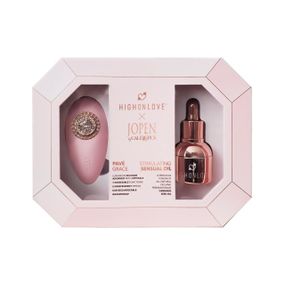 Подарочный набор HighOnLove & JOPEN: Objects of Desire (капли для клитора и вибратор с кристаллами), Розовый