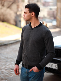 Бомбер пуговица антрацит S XS