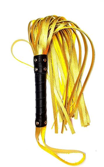 Флогер комбінований зі шкіряною ручкою 31 хвостом завдовжки 36 см Золото sexstyle