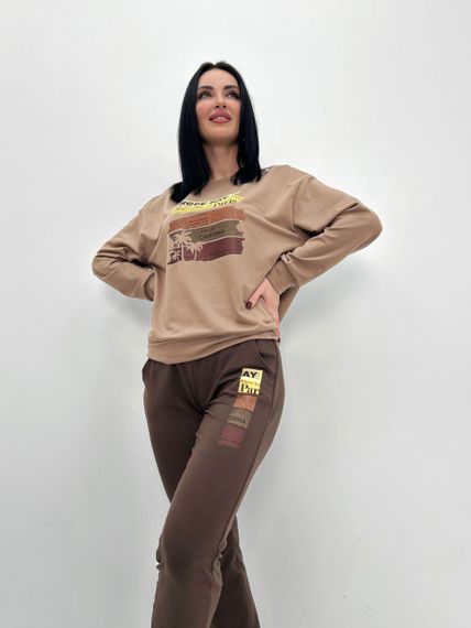 Женский спортивный костюм штаны и свитшот GF07955 цвет кофейно-коричнево, размер 42/44 | Зображення 3