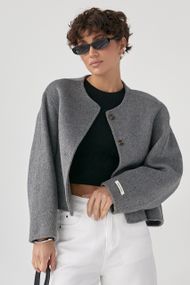 Коротке вовняне пальто - сірий цвет, ONE SIZE (є розміри)