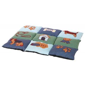 Матрац Trixie для собак Patchwork з собачками флісовий наповнювач синій/зелений мікрофібра 80х55 см