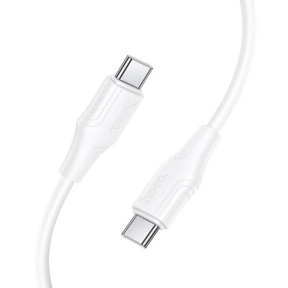Дата кабель Hoco X124 Bien silicone Type-C to Type-C 60W (1m) White | Зображення 1