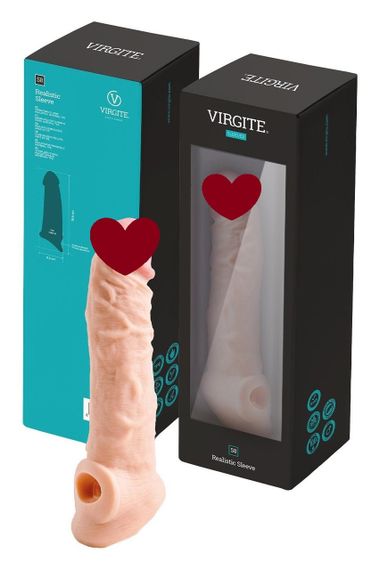 Насадка на пеніс Virgite S8, бежева, 19 см Sex Aura