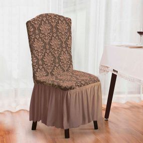 Чехол на стул универсальный жаккардовый цвета какао
