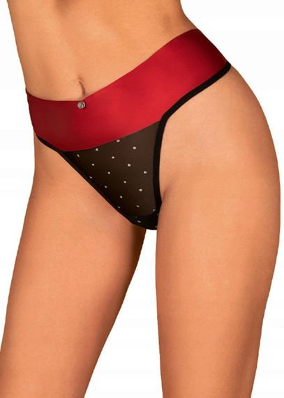 Стринги с бантом сзади Obsessive Tienesy Черно-красный 2XL/3XL