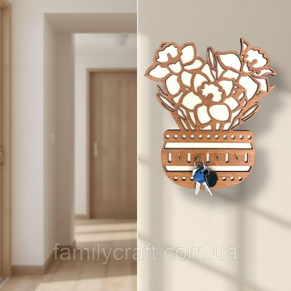 Настенная ключница из дерева Деревянный органайзер для ключей Держатель для хранения Персонализация