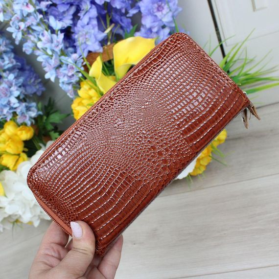 Кошелек женский большой кожзам лак Терракотовый